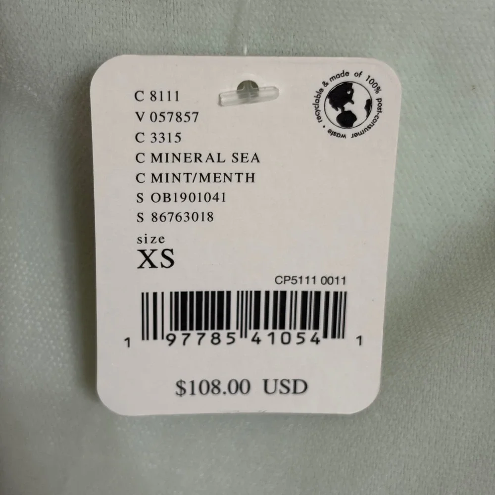 Free People We The Free Mineral Sea Crop Top Mint Green Shimmer OB1901041 XS